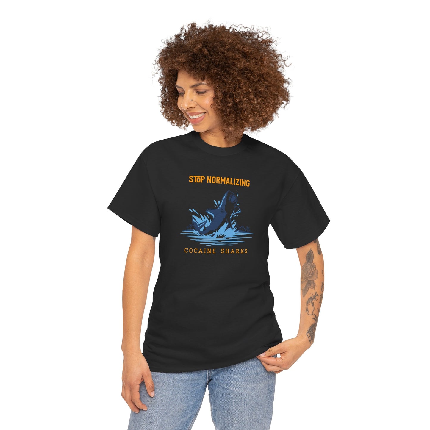'Cocaine Shark' Unisex Heavy Cotton Tee