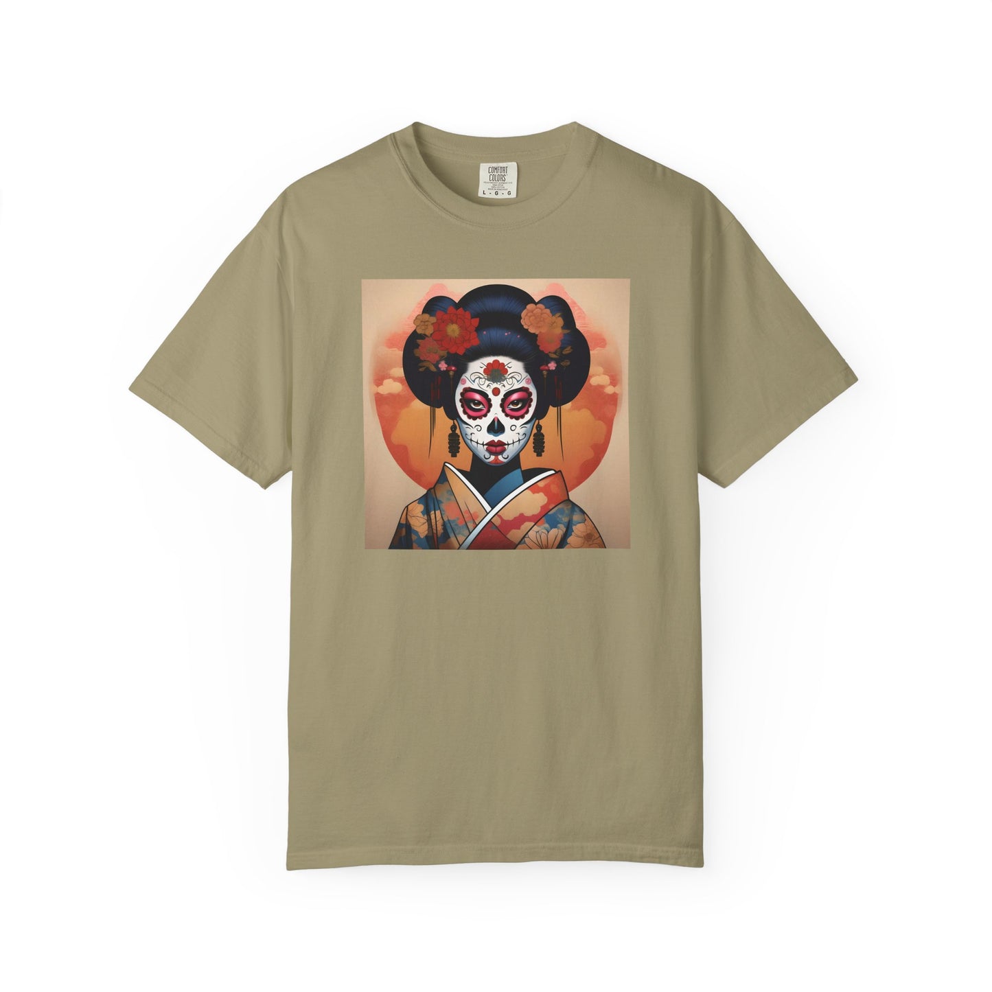 'Sugar Skull Geisha Girl' Unisex Garment-Dyed T-shirt