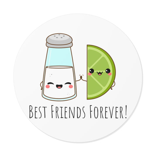 'Salt & Lime Best Friends Forever!' Cute Round Vinyl Stickers