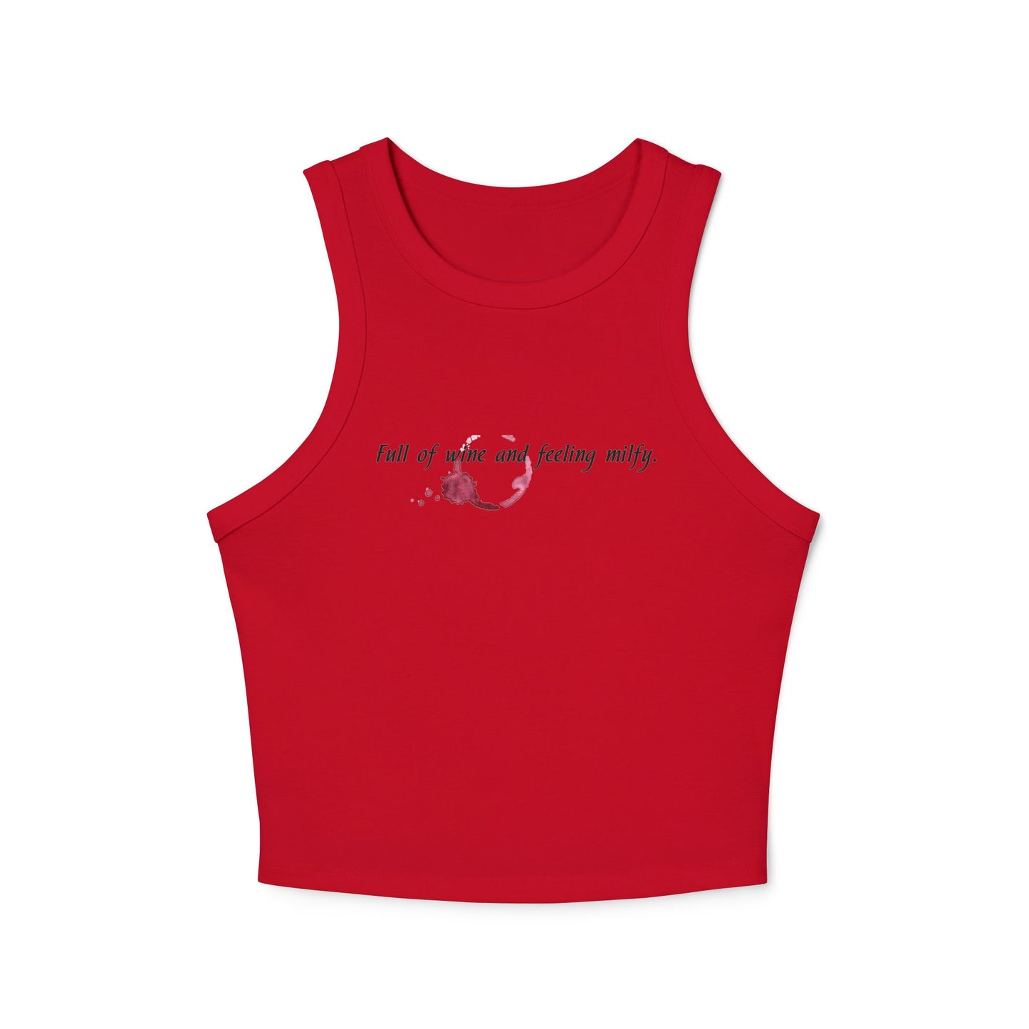 'Full of Wine & Feeling MILFY' Funny Women's Micro-Rib Racer Tank