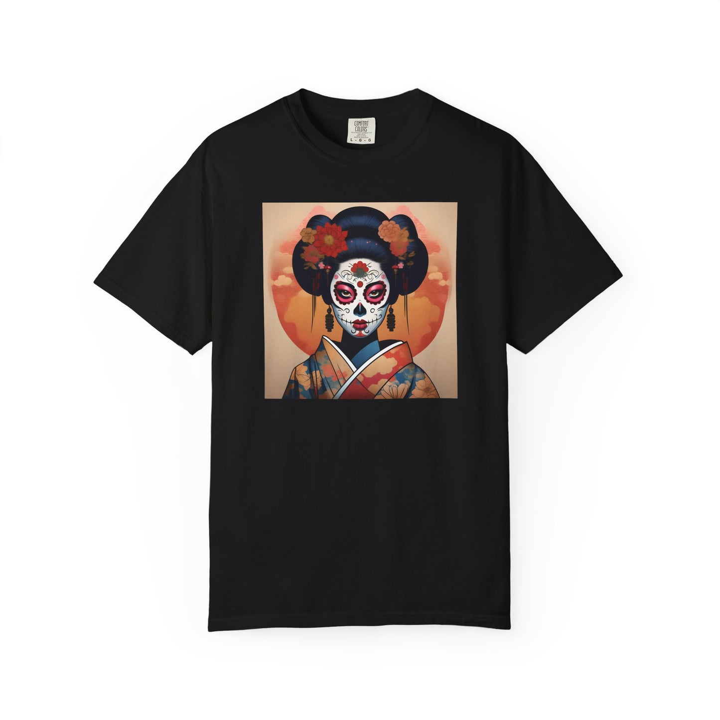 'Sugar Skull Geisha Girl' Unisex Garment-Dyed T-shirt