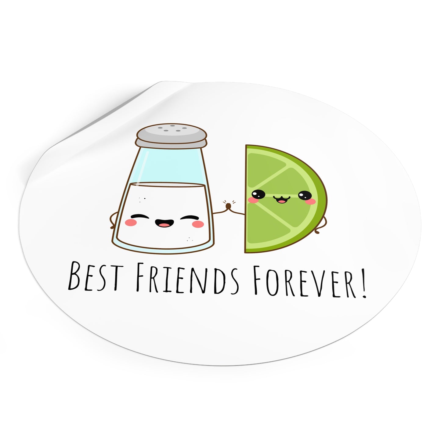 'Salt & Lime Best Friends Forever!' Cute Round Vinyl Stickers