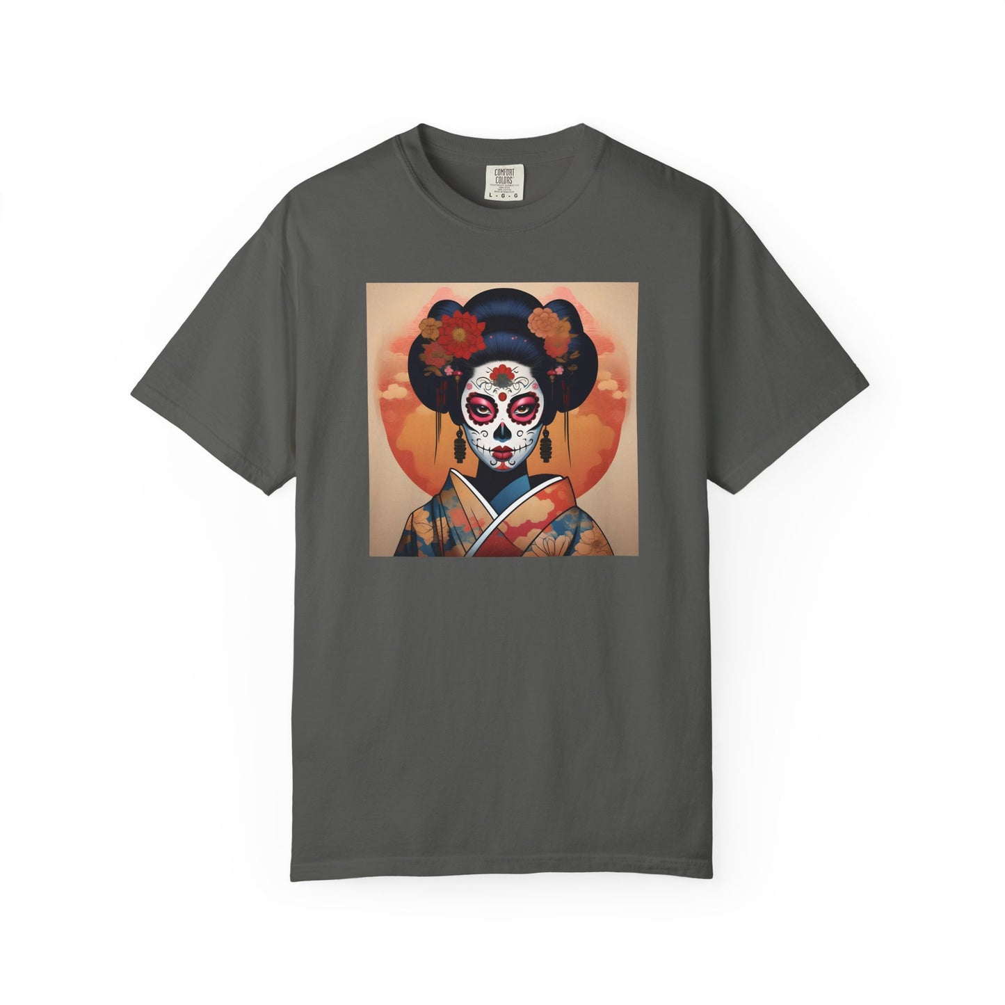 'Sugar Skull Geisha Girl' Unisex Garment-Dyed T-shirt