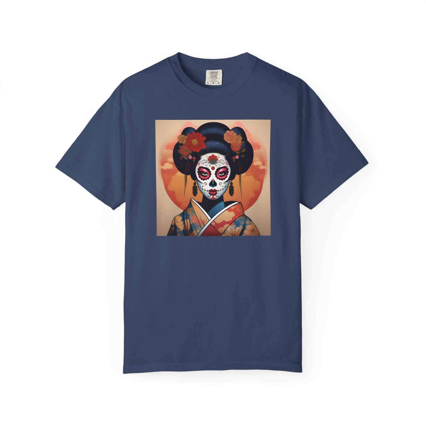'Sugar Skull Geisha Girl' Unisex Garment-Dyed T-shirt