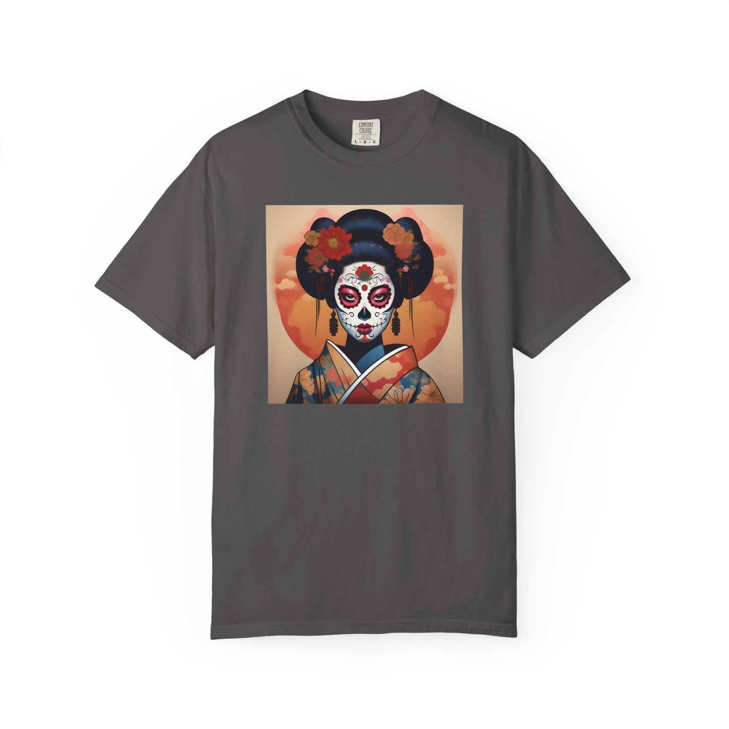 'Sugar Skull Geisha Girl' Unisex Garment-Dyed T-shirt
