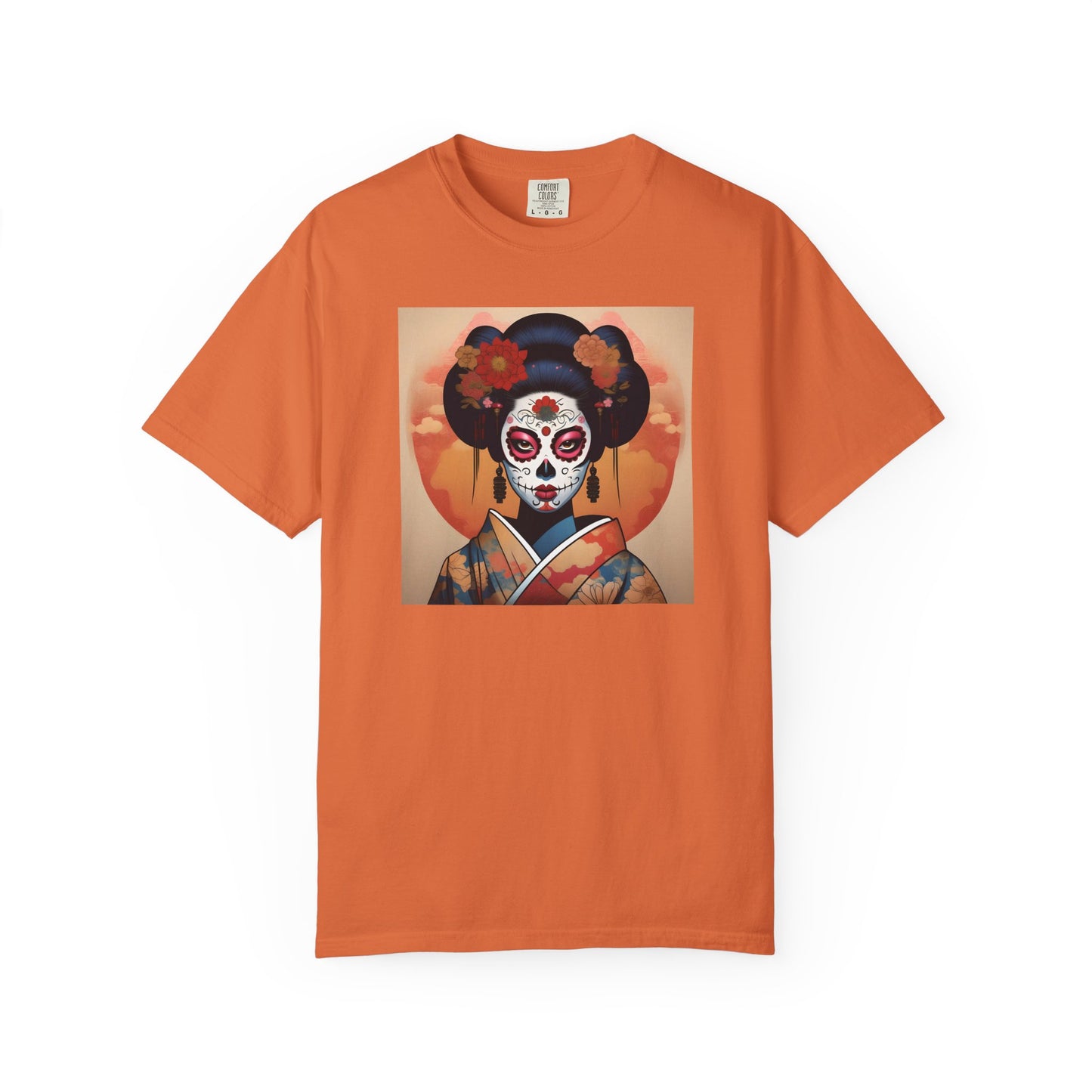 'Sugar Skull Geisha Girl' Unisex Garment-Dyed T-shirt