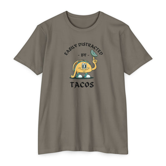 'Easily Distracted by Tacos! Funny Foodie' Unisex Jersey T-shirt