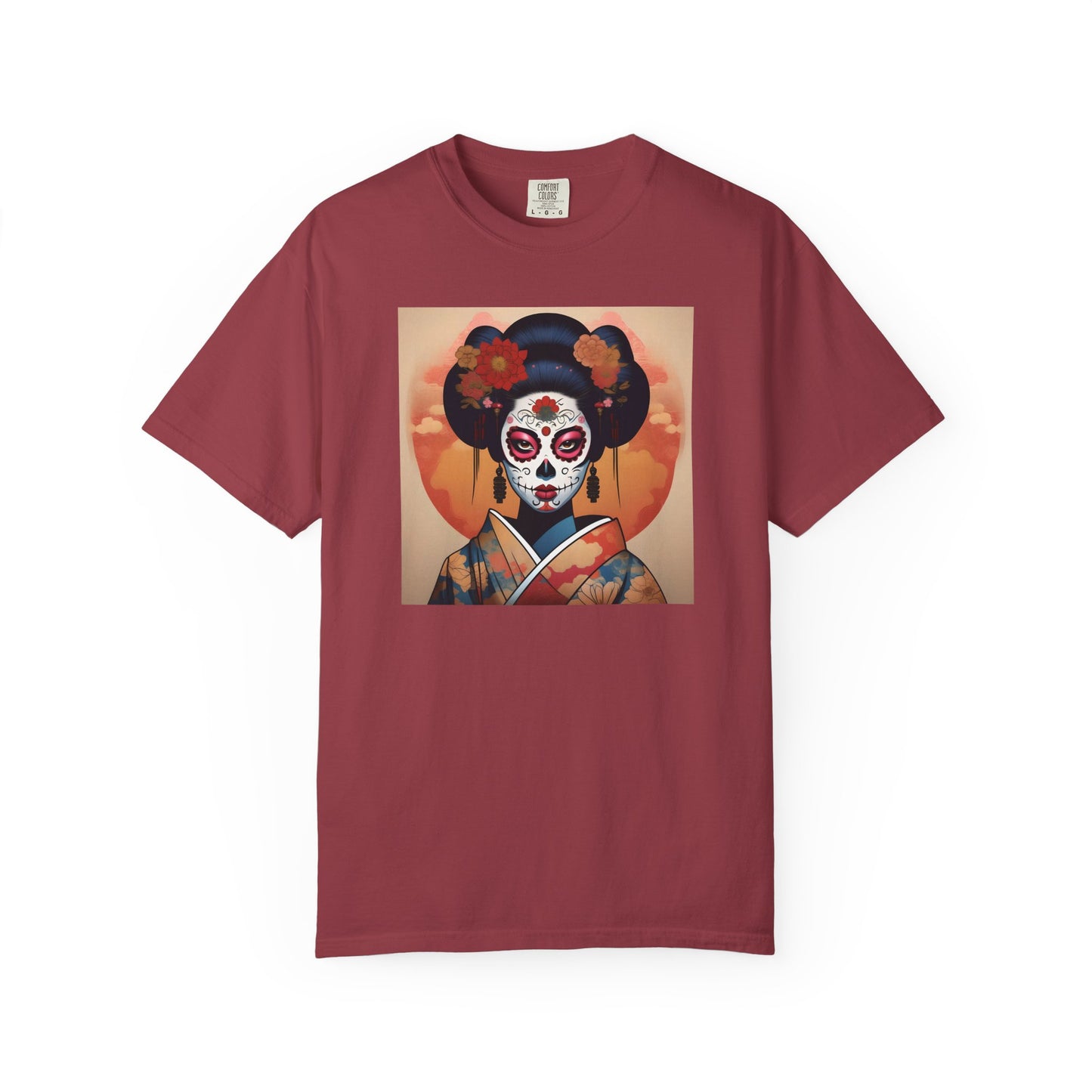 'Sugar Skull Geisha Girl' Unisex Garment-Dyed T-shirt