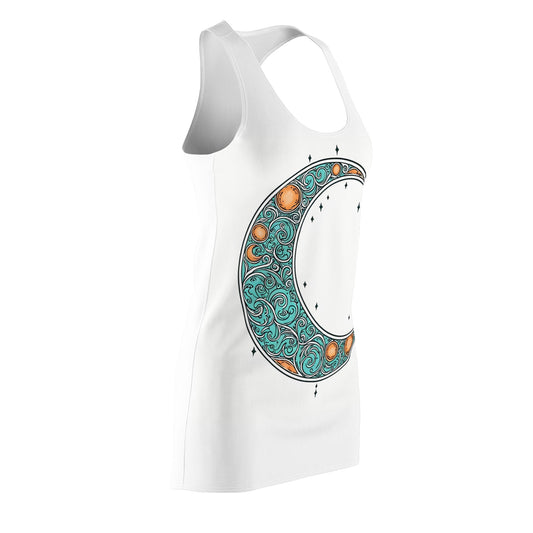 'Once in a Teal Moon' Women's Cut & Sew Racerback Dress (AOP)