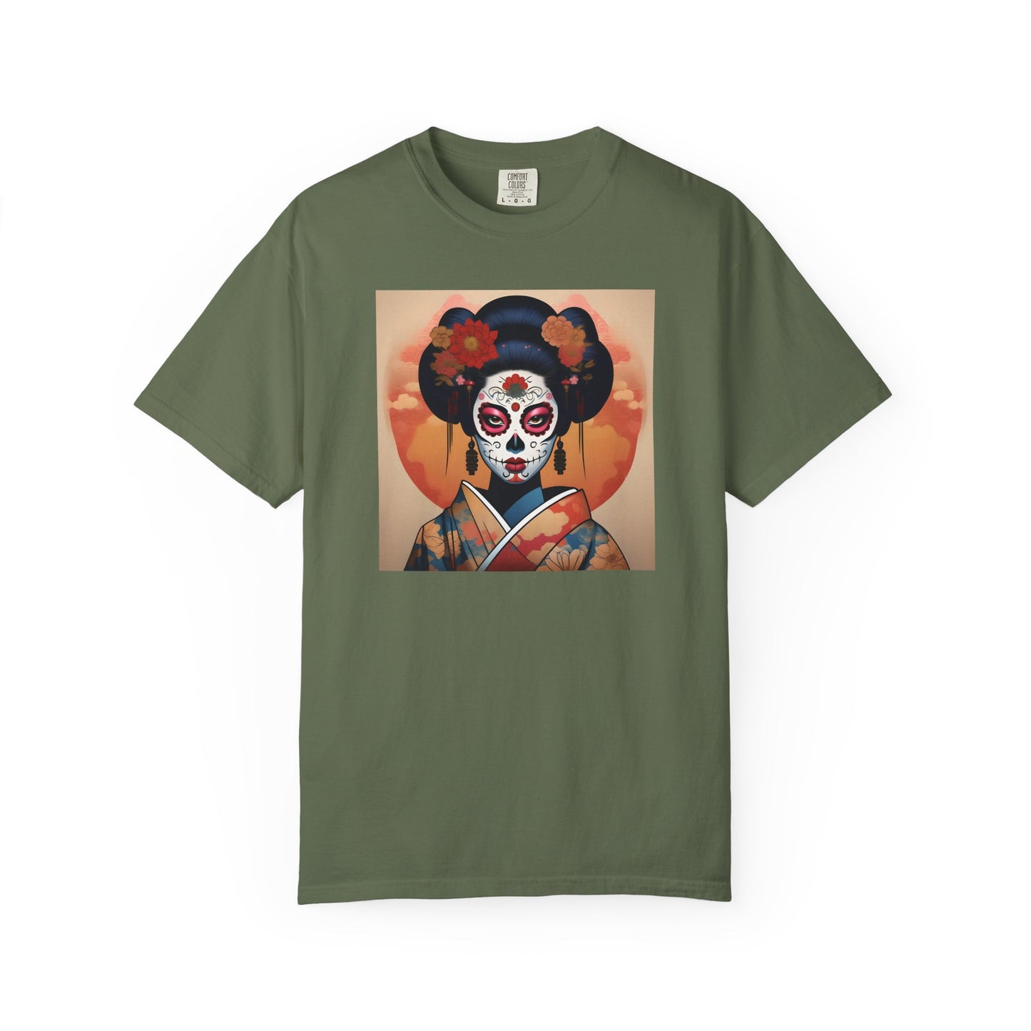 'Sugar Skull Geisha Girl' Unisex Garment-Dyed T-shirt