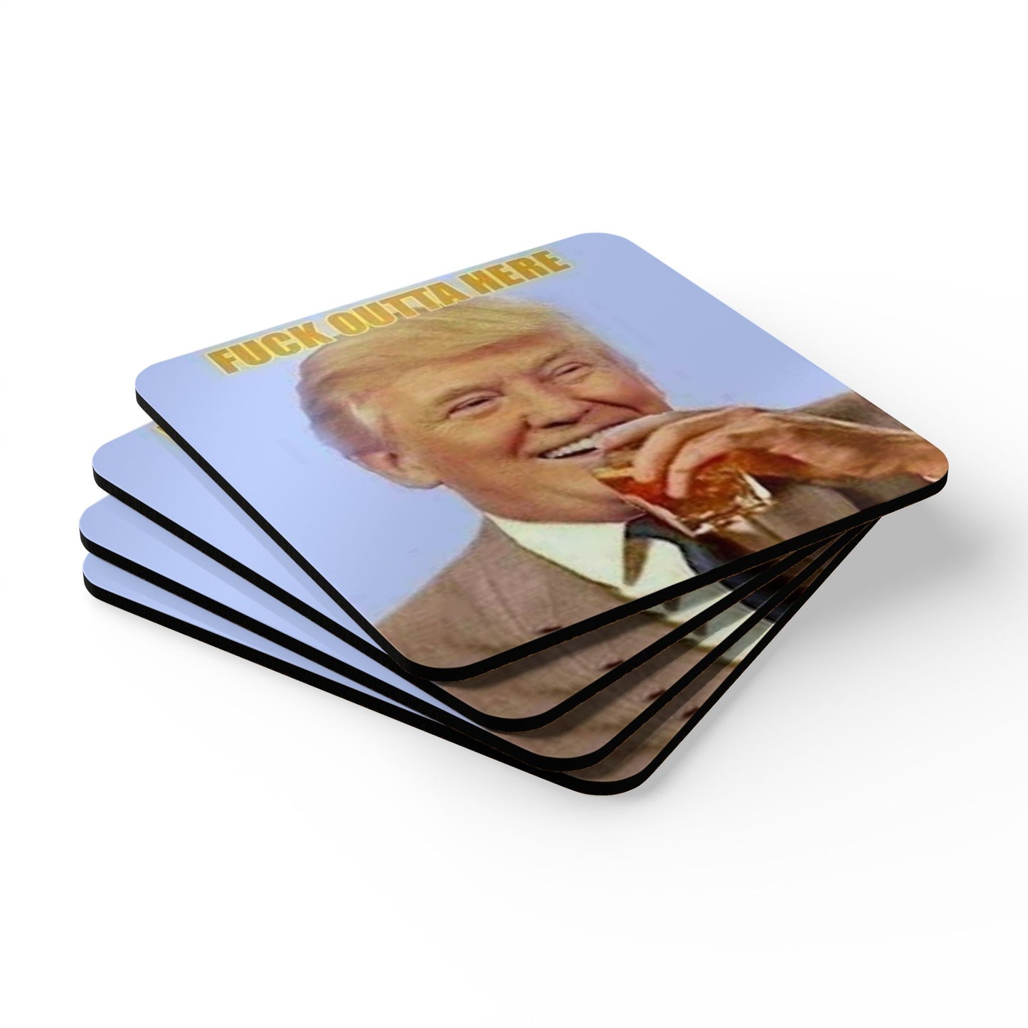 'FOH' Trump Corkwood Coaster Set