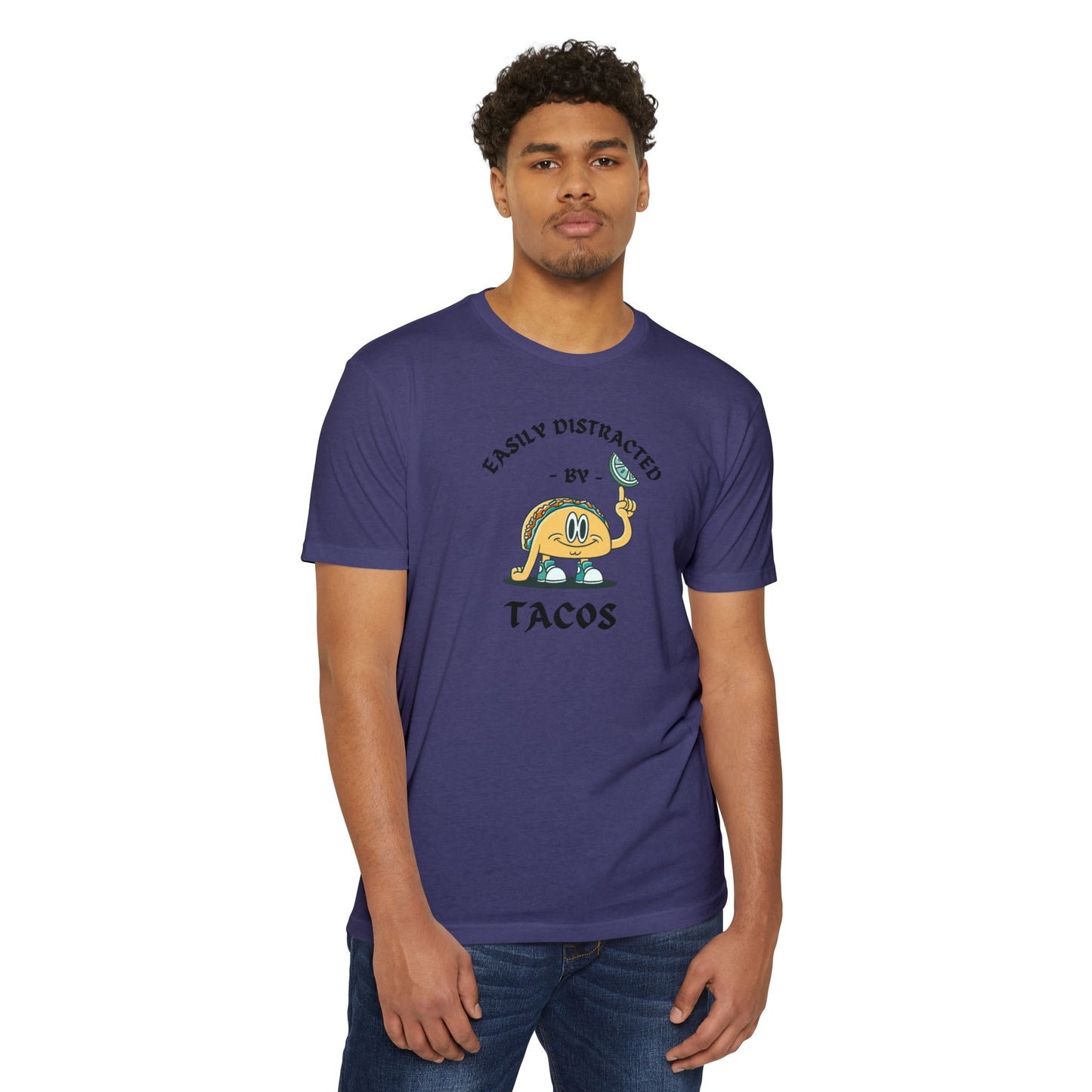 'Easily Distracted by Tacos! Funny Foodie' Unisex Jersey T-shirt