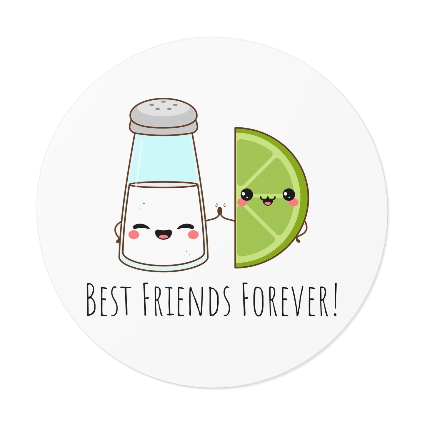 'Salt & Lime Best Friends Forever!' Cute Round Vinyl Stickers