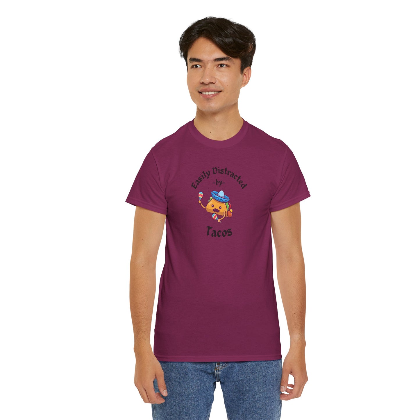 'Easily Distracted by Tacos' Unisex Heavy Cotton Tee