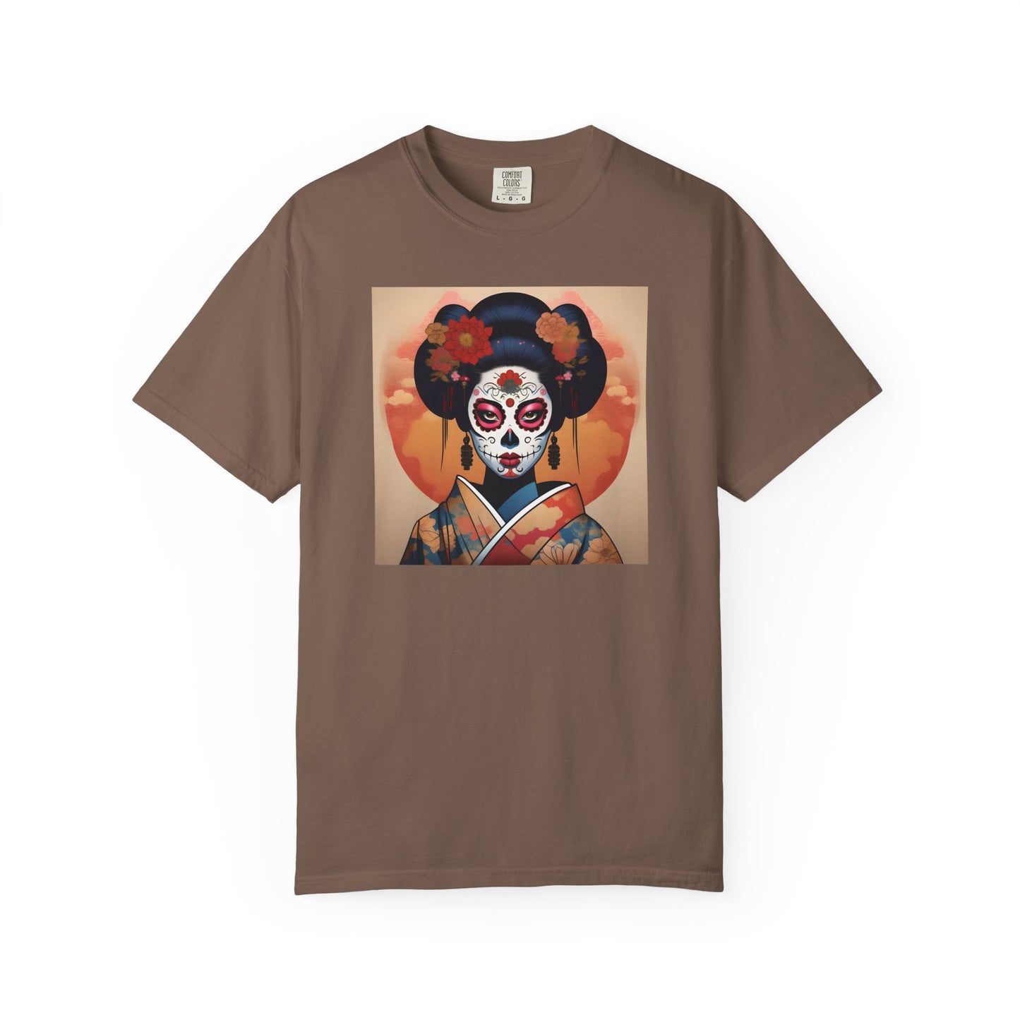 'Sugar Skull Geisha Girl' Unisex Garment-Dyed T-shirt