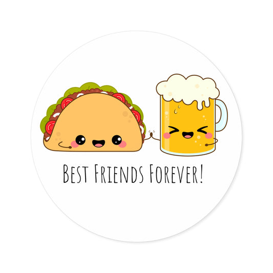 'Beer & Taco BFF!' Round Stickers, Indoor\Outdoor